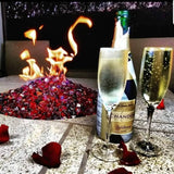 red fire glass in a fire pit by diamond fire glass