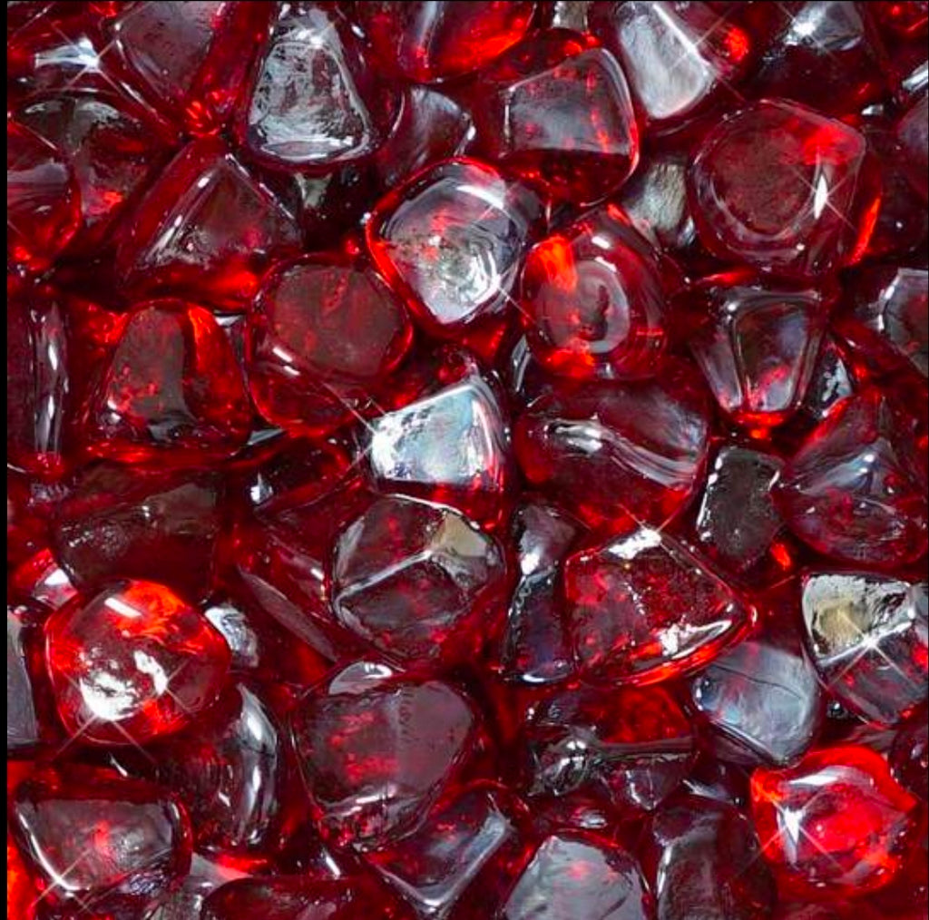 red fire glass for fireplace or fire pit 