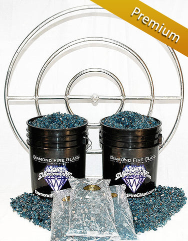 36 Inch H Burner including 150 lbs. of Premium Fireplace Glass